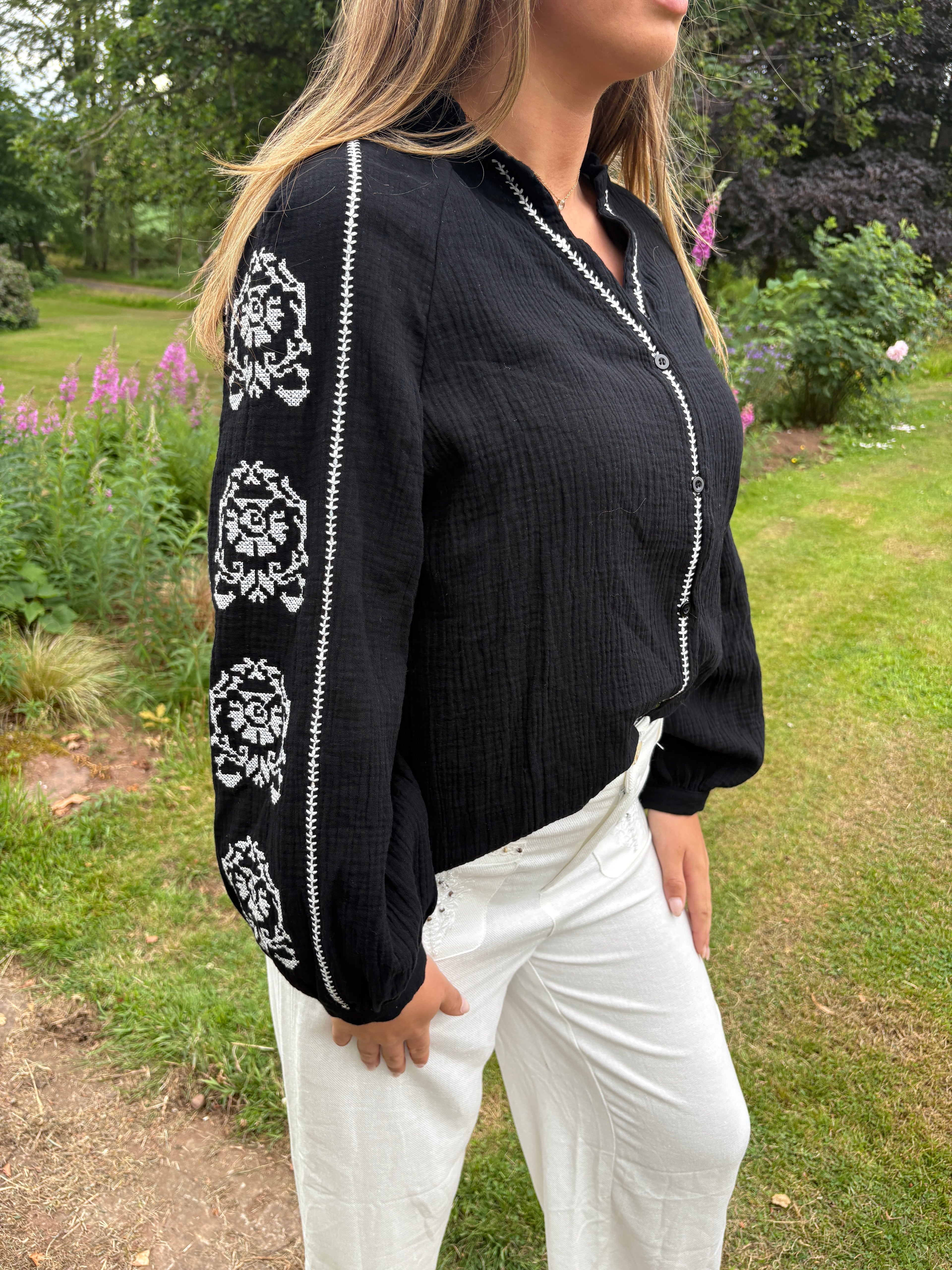 Cheesecloth Embroidered Blouse