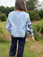 Embroidered Tie Front Blouse