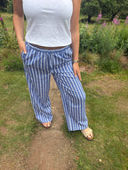 Blue Stripe Wide Leg Trousers