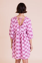 Pink Shell Printed Blend Smock Dress