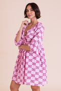 Pink Shell Printed Blend Smock Dress