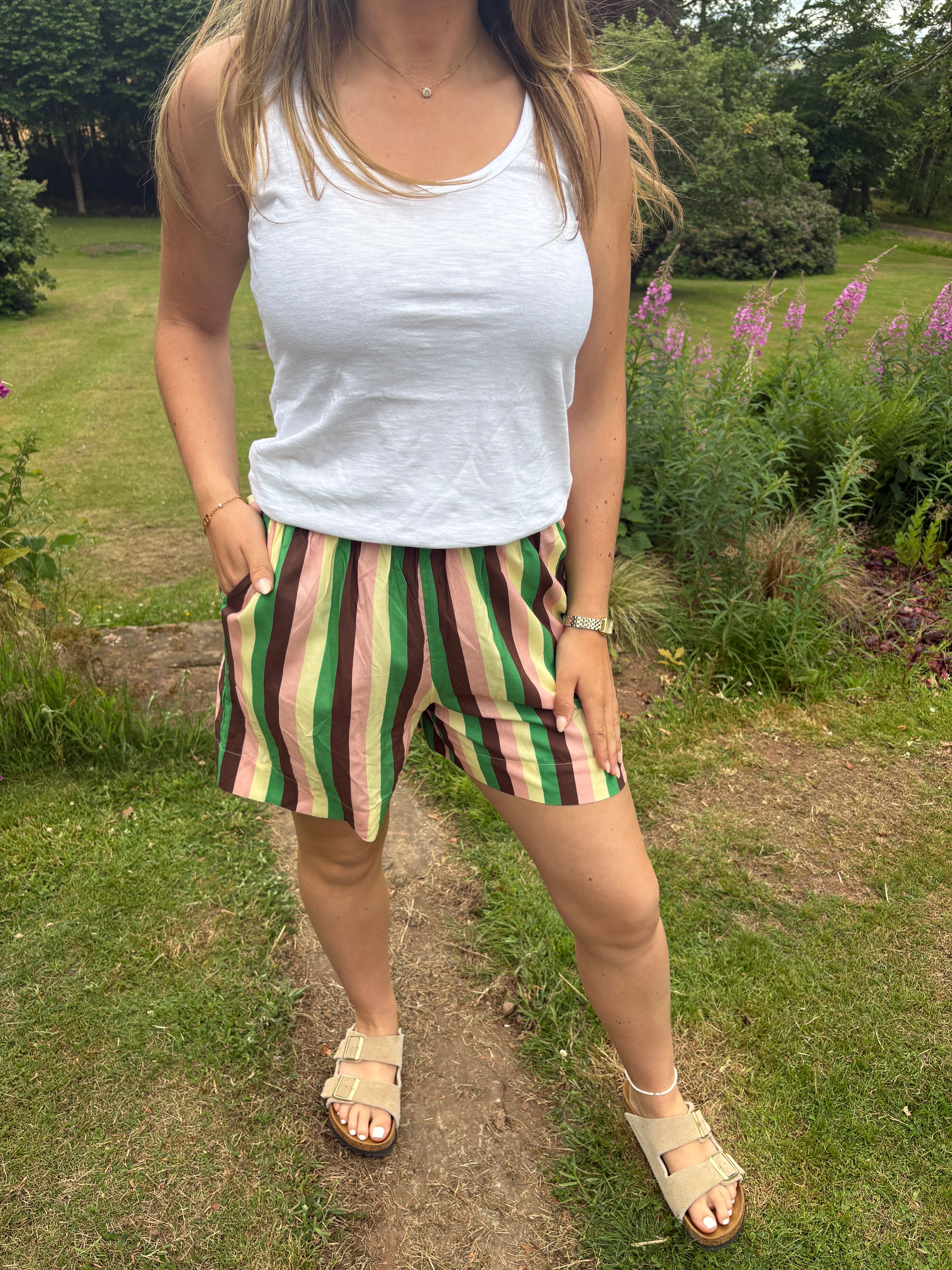 Multi Stripe Relaxed Fit Shorts