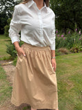 Cotton Poplin Midi Skirt