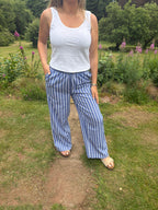 Blue Stripe Wide Leg Trousers