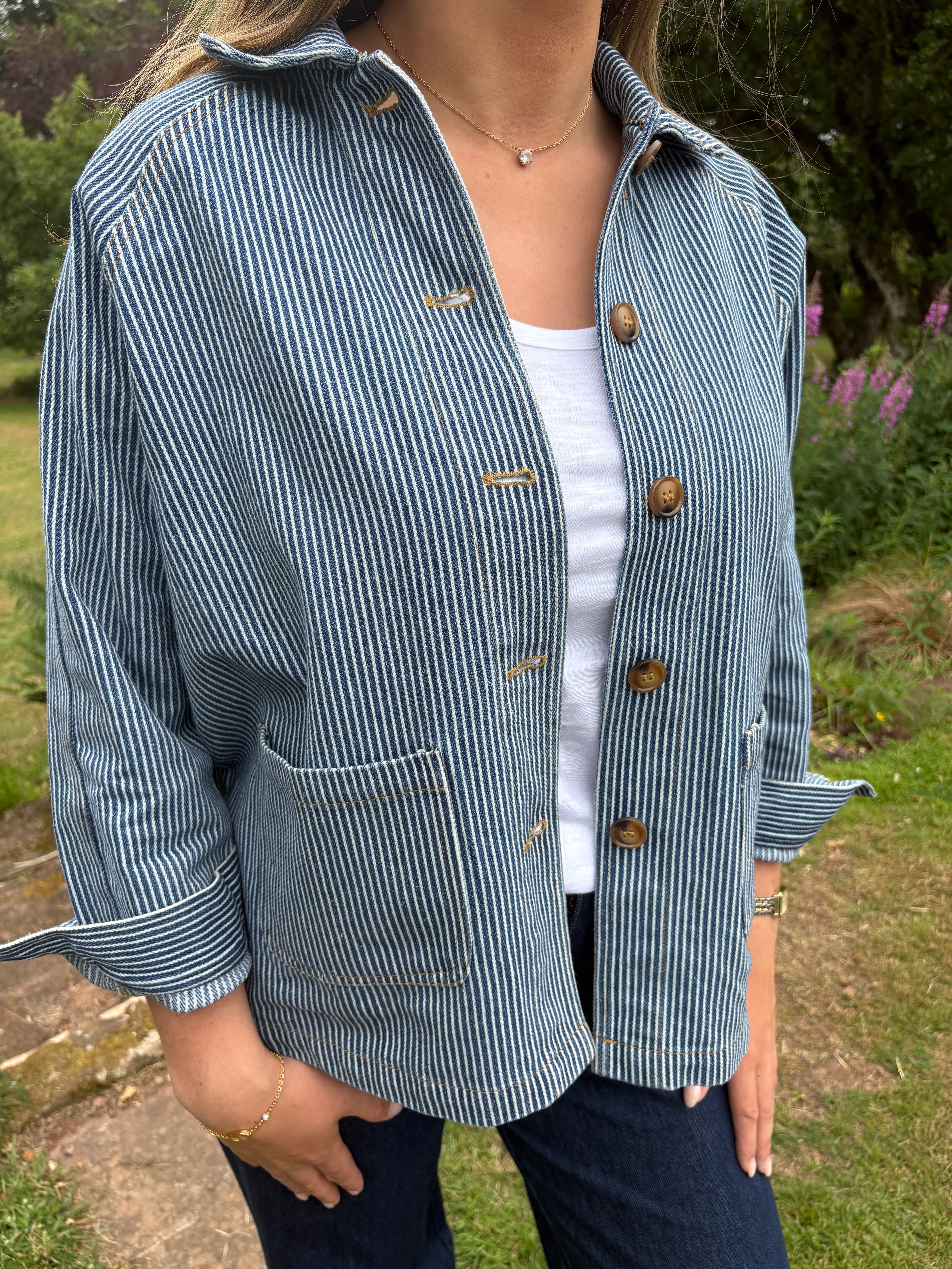 Blue Stripe Denim Jacket