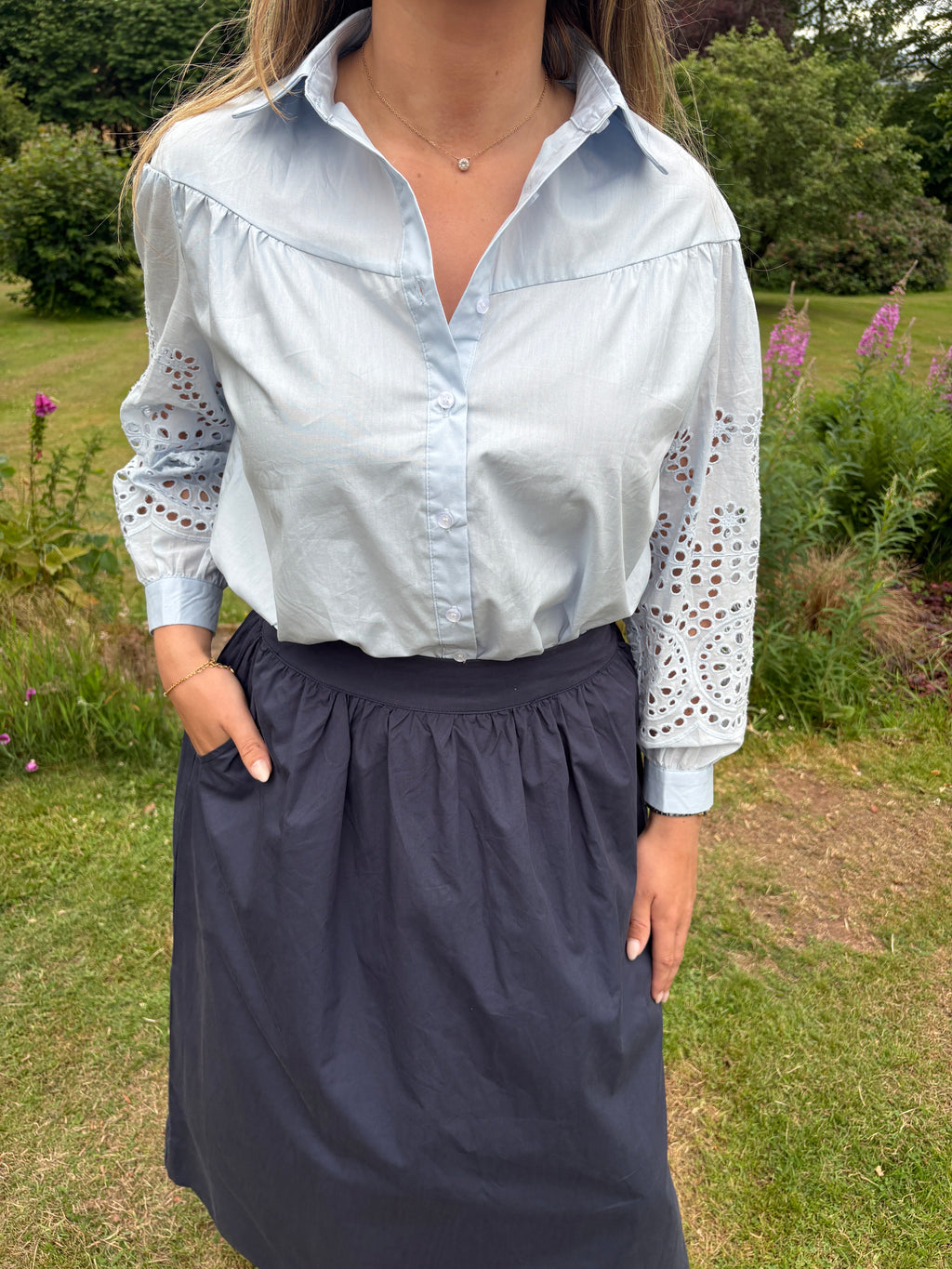Button Down Broderie Shirt