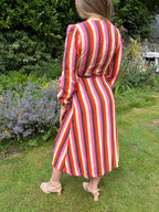 Stripe Wrap Midi Dress