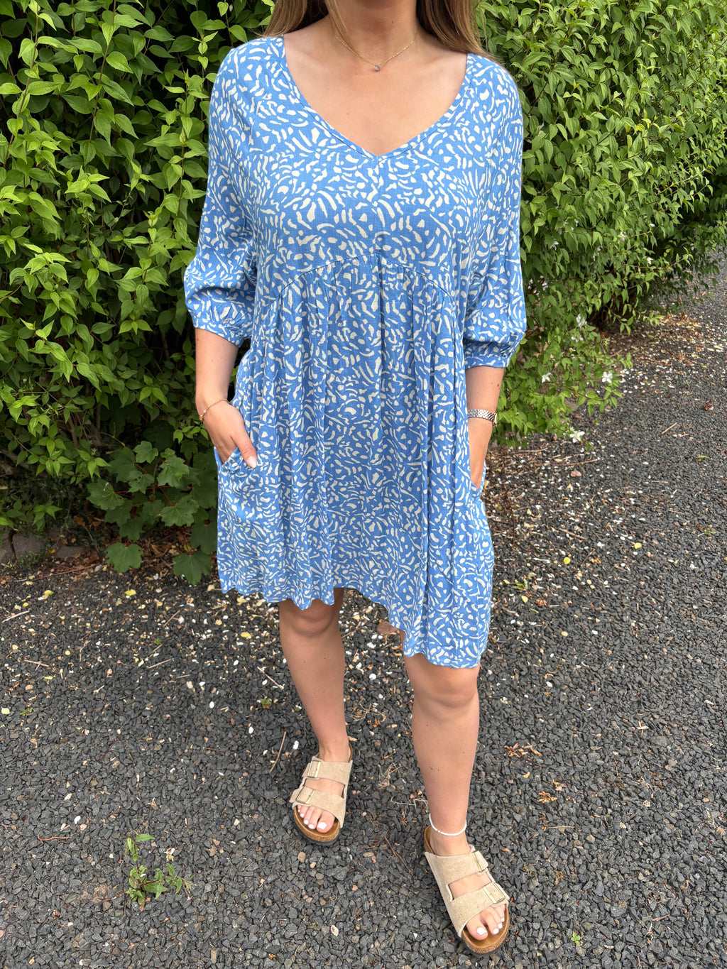 Blue Speckled Mini Dress