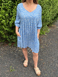 Blue Speckled Mini Dress