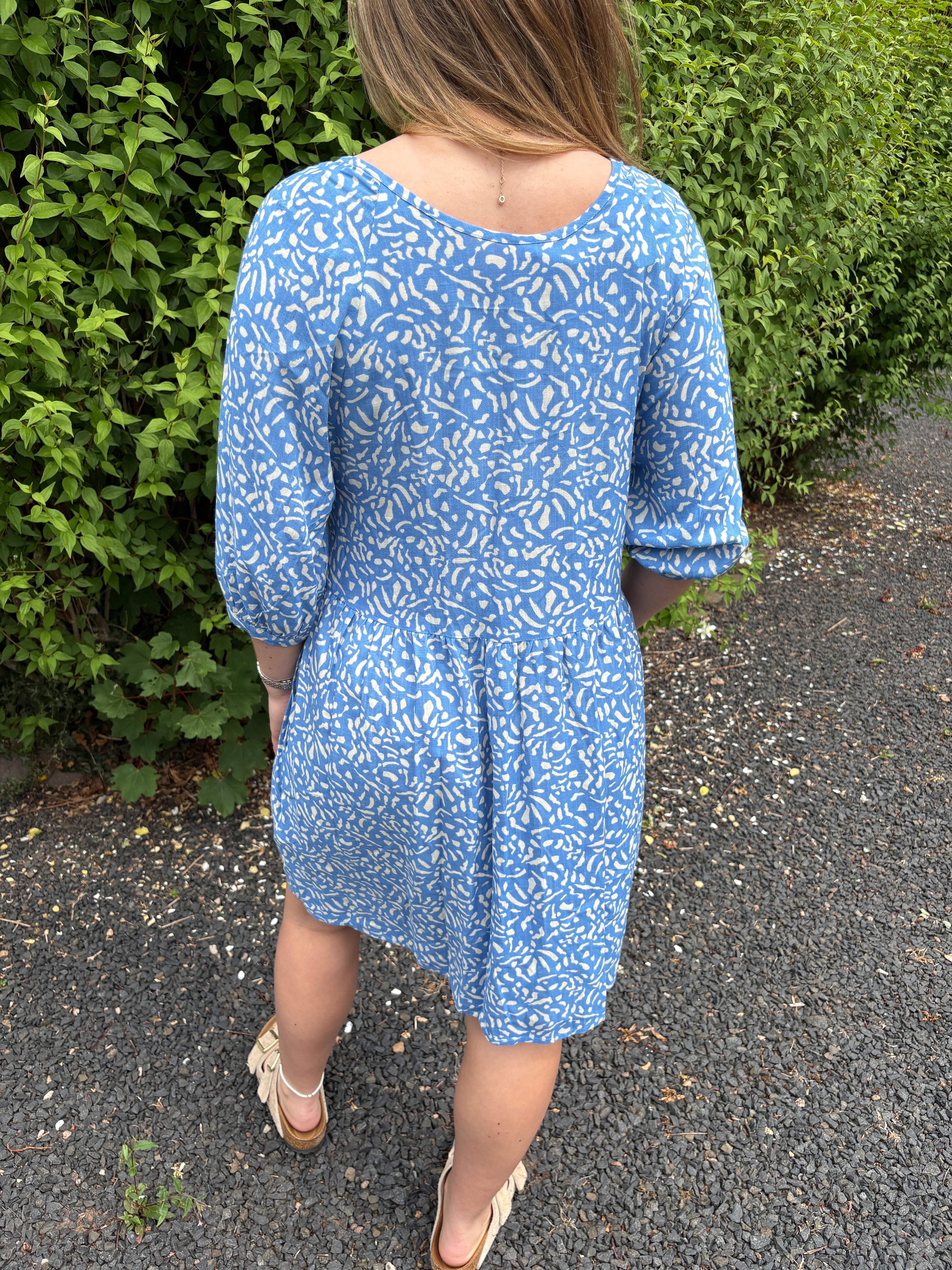 Blue Speckled Mini Dress