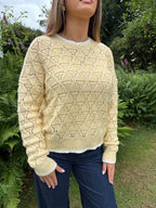 White Trim Lemon Yellow Knit