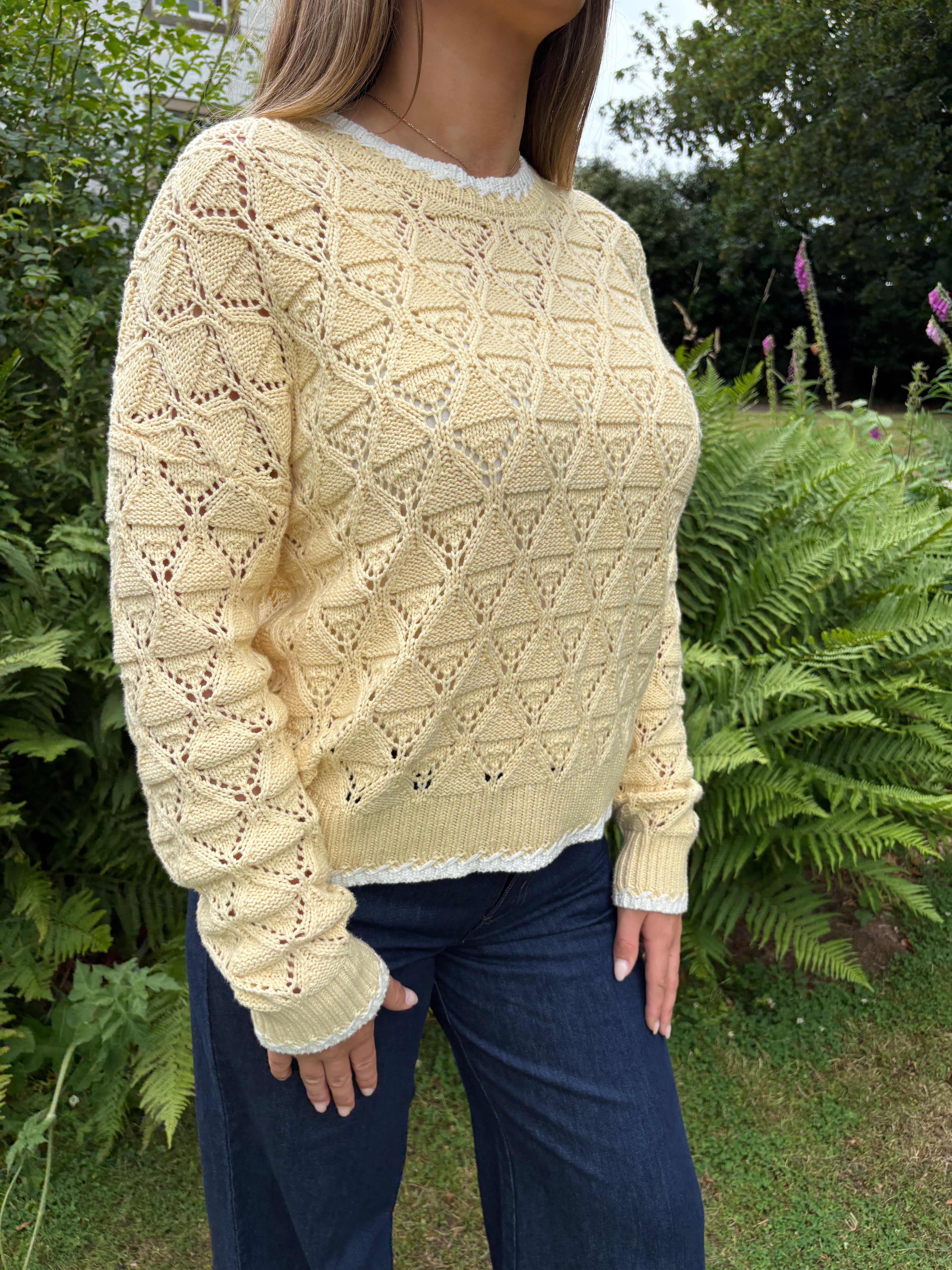 White Trim Lemon Yellow Knit