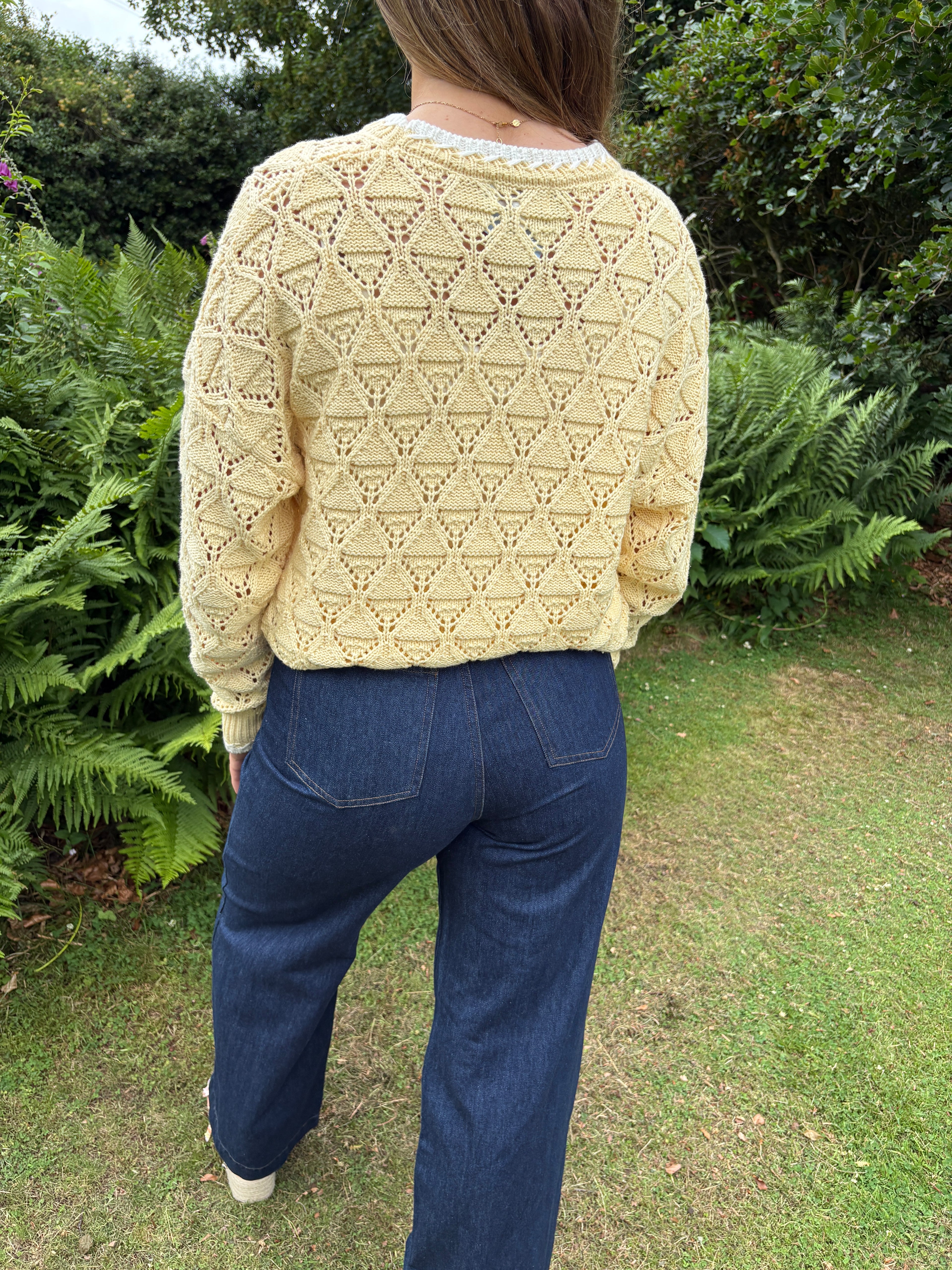 White Trim Lemon Yellow Knit