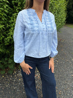 Striped Embroidered Blouse