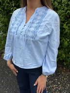 Striped Embroidered Blouse