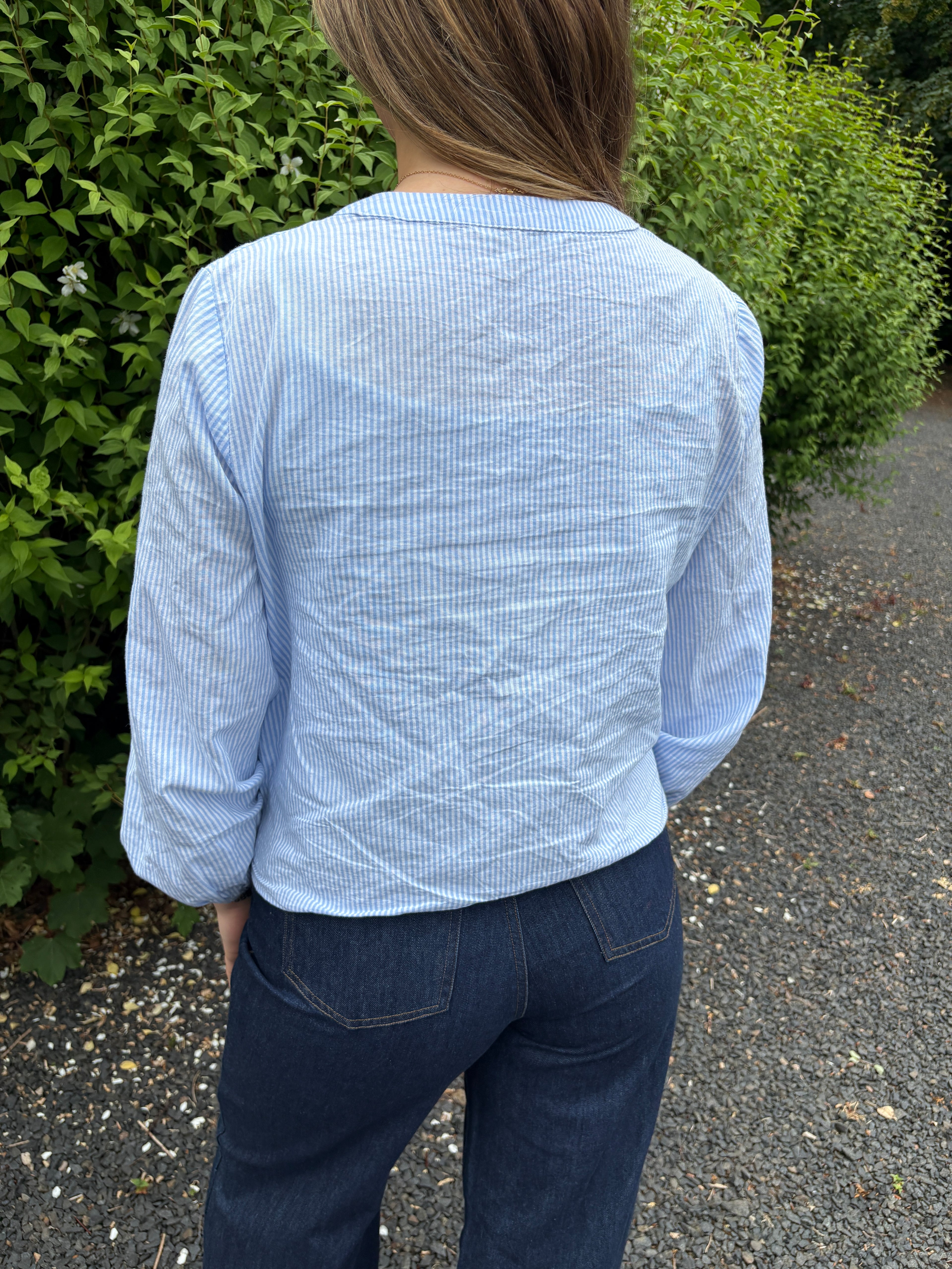 Striped Embroidered Blouse