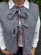 Gingham Tie Front Quilted Gilet