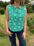Green Floral Shell Top