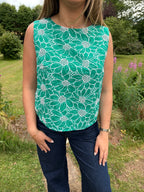 Green Floral Shell Top