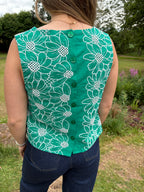 Green Floral Shell Top