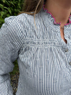 Pink Trim Stripe Blouse