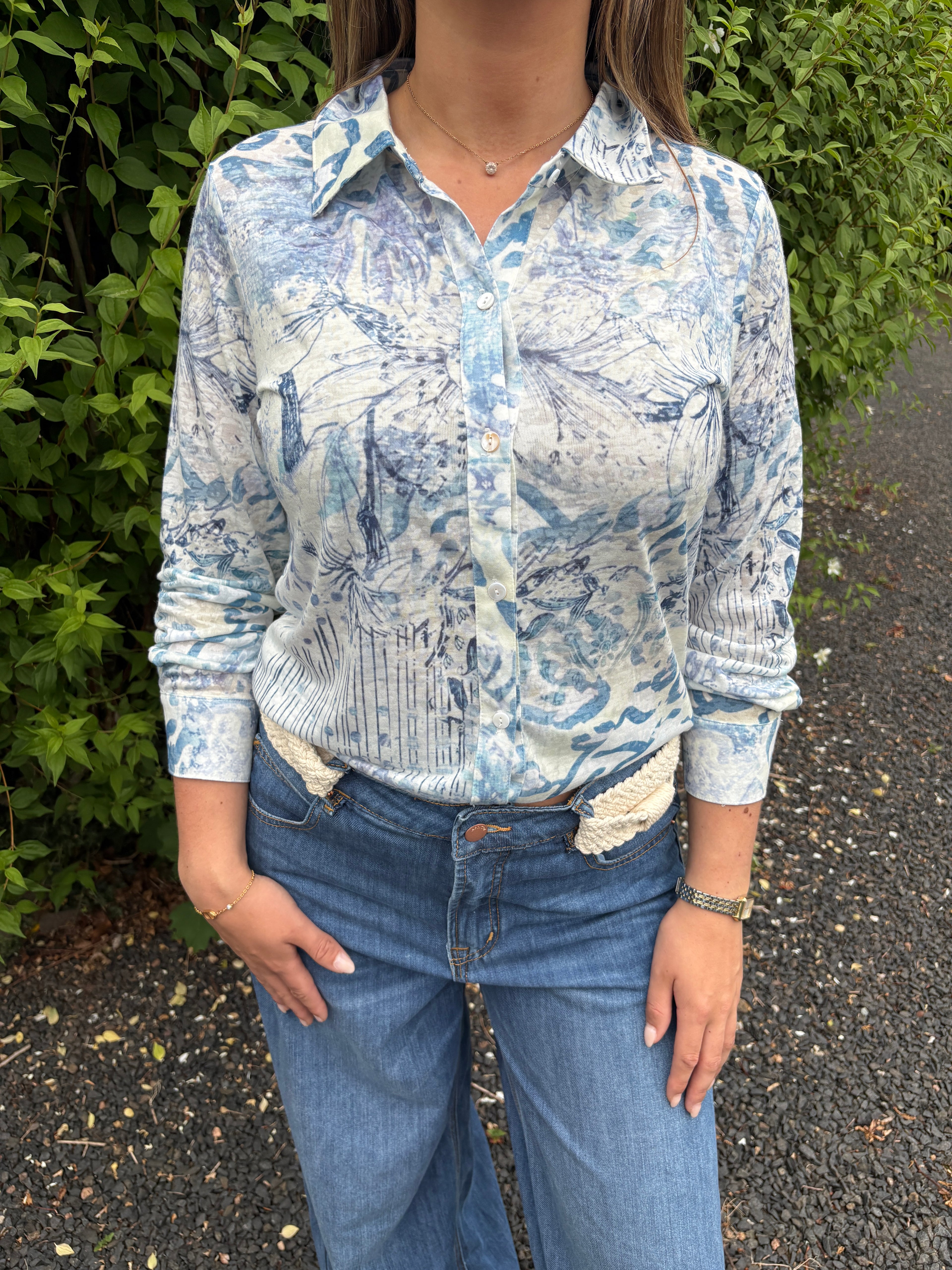 Blue Floral Print Shirt