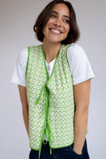 Green Floral Geometric Tie Front Gilet