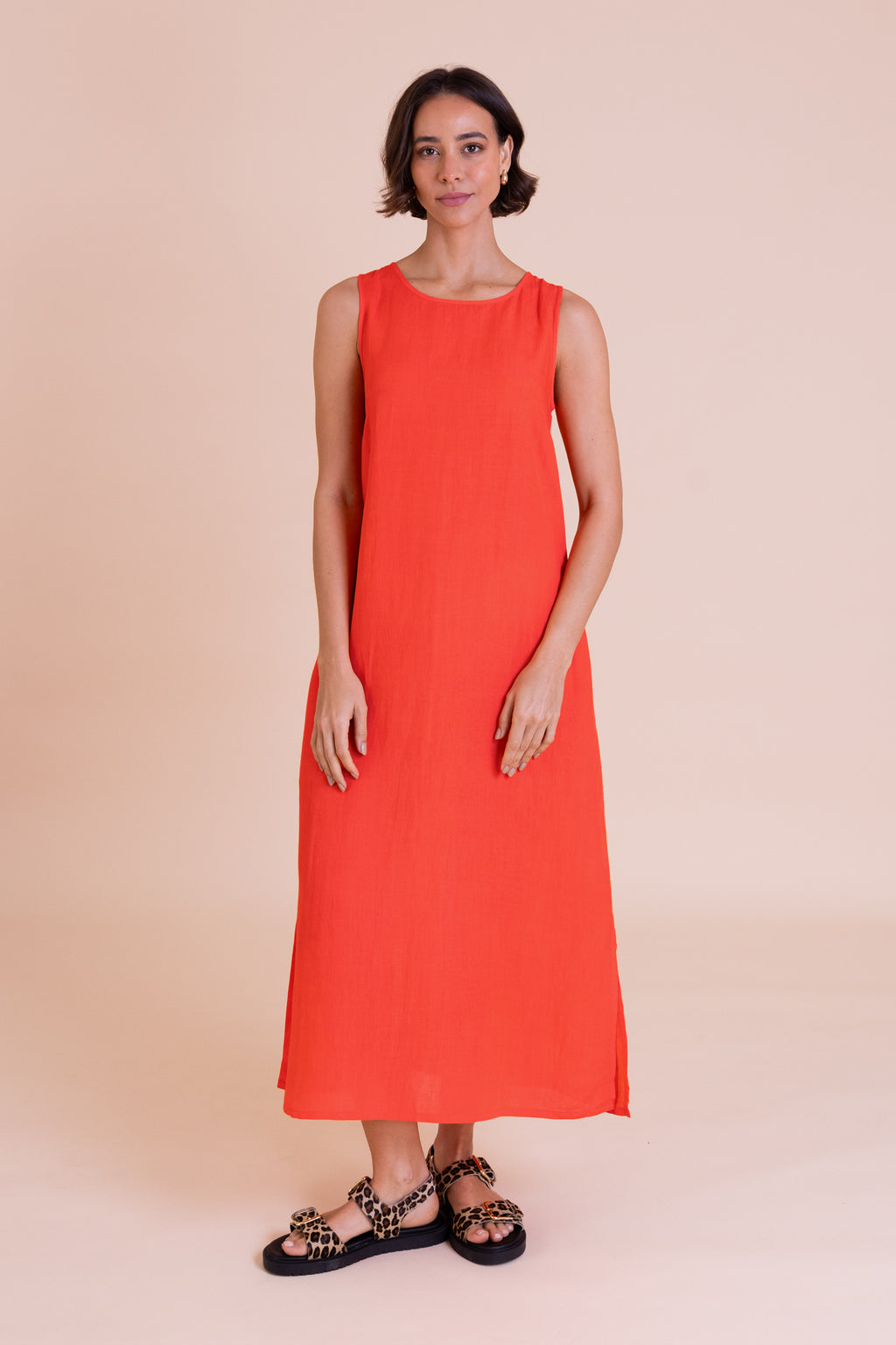 Tangerine Linen Blend Maxi Dress