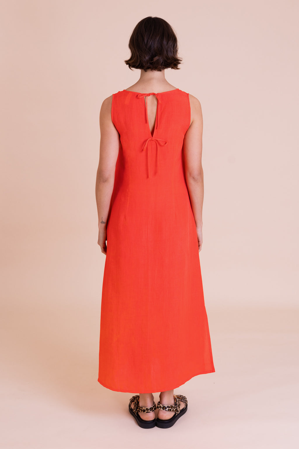 Tangerine Linen Blend Maxi Dress