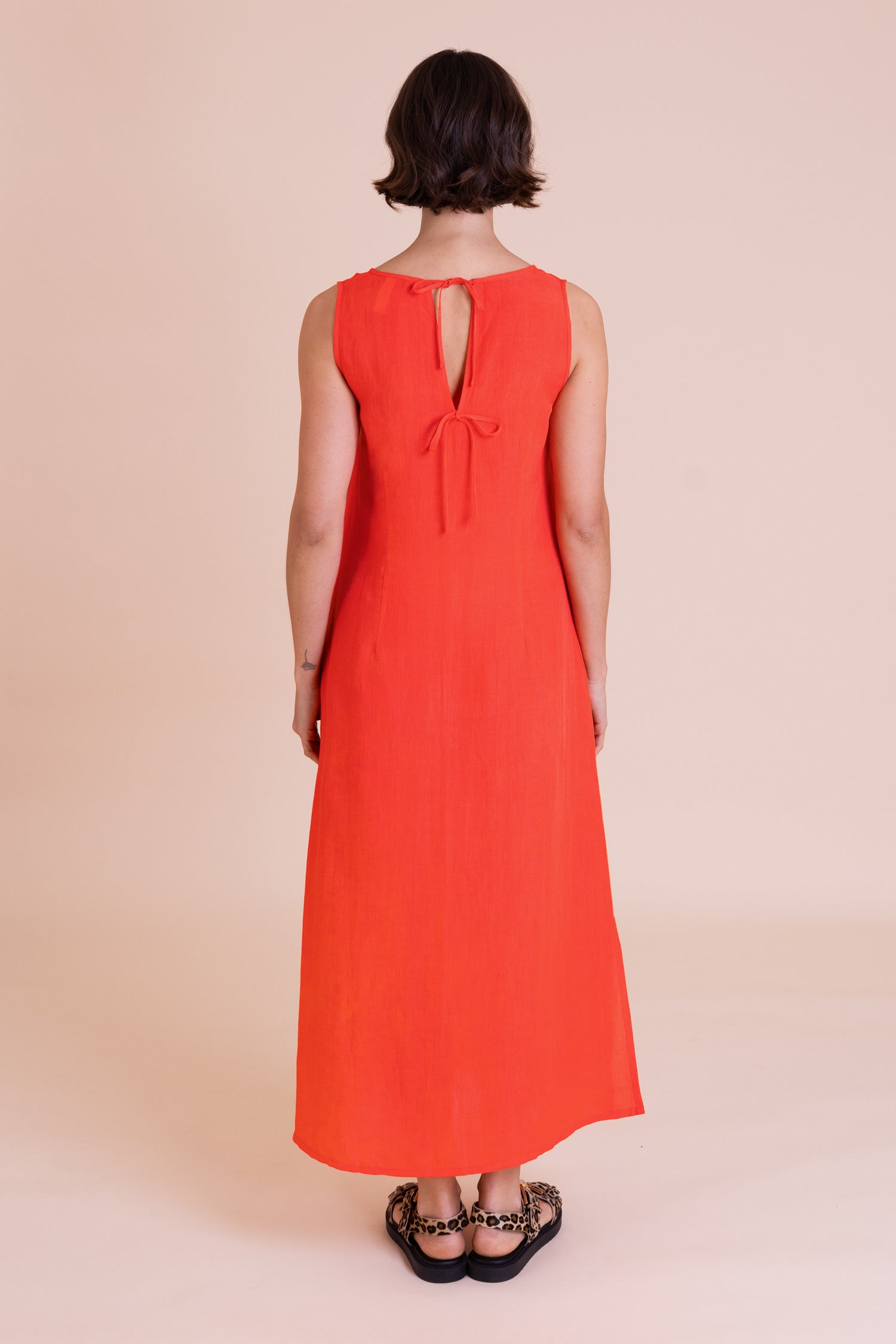 Tangerine Linen Blend Maxi Dress