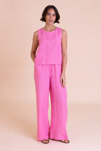 Pink Linen Blend Sleeveless Top