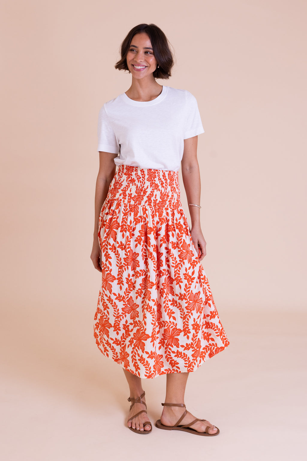 Floral Linen Blend Skirt