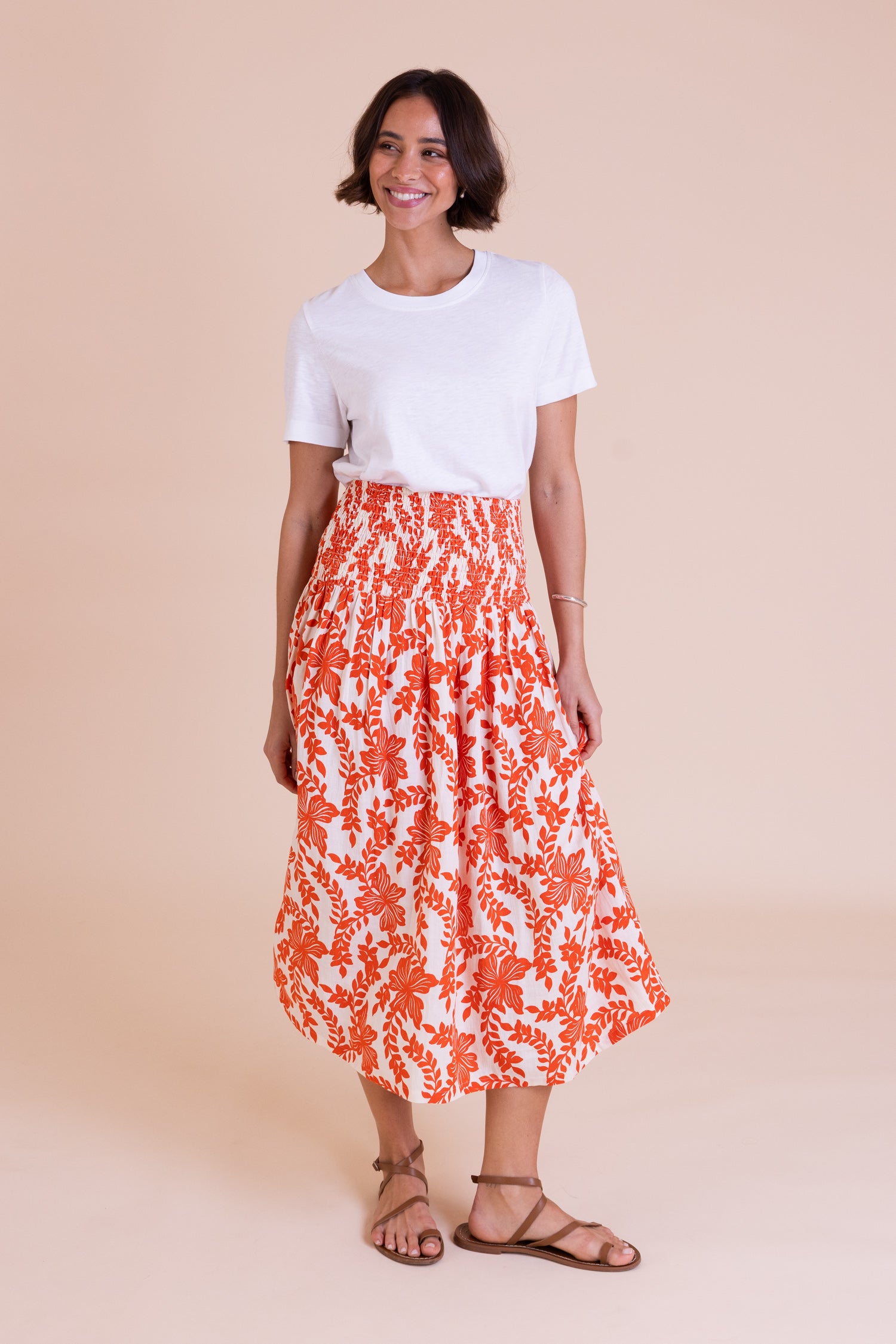 Floral Linen Blend Skirt